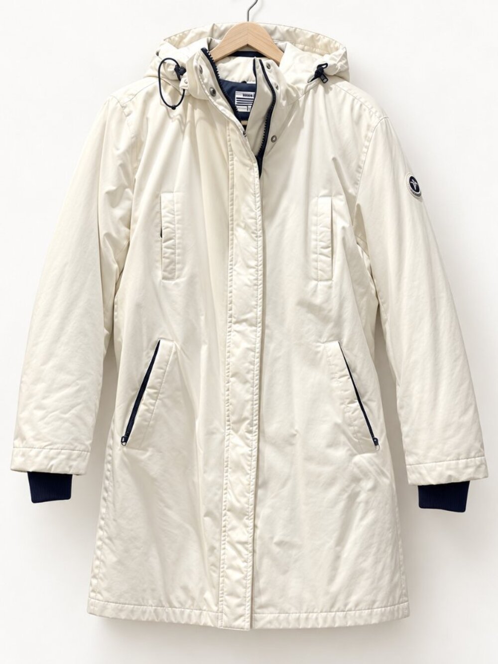 Tory Sport Ivory Hooded Zip Snap Jacket Women’s M